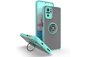 HAOYE Funda para Xiaomi Redmi Note 10 Pro, Shockproof Translúcido Carcasa con Giratorio Anillo Kickstand, Hard PC y Silicona TPU Tough Armor Case Cover. Cielo Azul