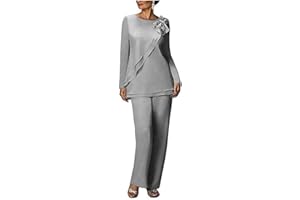 Leader of the Beauty Traje de dos piezas para mujer, vestidos formales de boda, pantalones de chifón, trajes para madre de la novia, tallas grandes