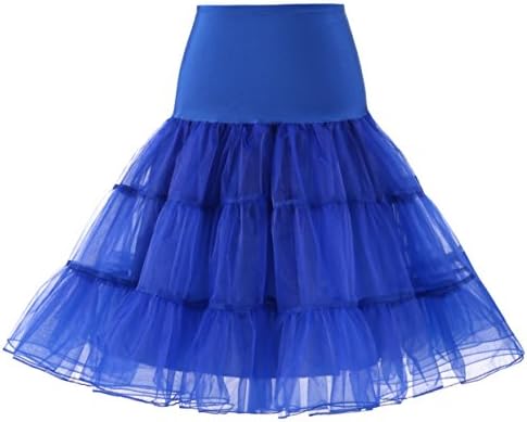 MEITEMEI Women's Vintage 50s Rockabilly Petticoat 25" Length Tutu Underskirt Royal Blue XL