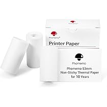 Phomemo 3 Rollos De Papel De Impresión Térmica Autoadhesivo, Compatible Con Impresoras Phomemo Q02/M02/T02, Negro Sobre Blanco, 50 Mm X 3,5 M, 10 Años De Duración, Para Impresora Inalámbrica