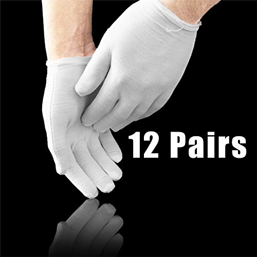 12 x COTTON GLOVES WHITE MOISTURISING LINING GLOVE HEALTH MUSIC CANVAS WORK UK Fusion (TM)