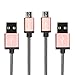 Price comparison product image Micro USB Cable Charger CABBRIX® [2-Pack] 1x 5ft(1,5m) / 1x 6.6ft(2m) Sync 2.4A High Speed Charger for Android Smartphones Nylon Braided Cable Micro USB Charger for Samsung Galaxy S6/ S7/ S7 Edge/ S5 Neo/ S4 / S3, Note 5 / 4 / 3, Sony, Huawei, LG, HTC, XBOX, Nexus, Kindle, PS4 and More - Rosè Gold