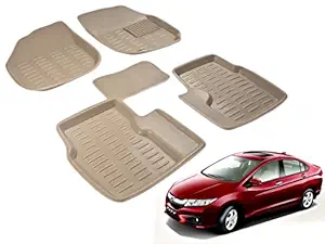 Kozdiko Car Foot Mats Beige Color Set of 5 Pcs for Honda City 2014 and Above Models