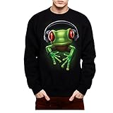 avocadoWEAR Rana Verde Auriculares Música Hombre Sudadera Negro XL