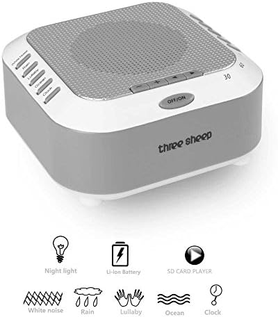 White Noise Machine Baby, Portable Sleep Sound Machine with Natural Sounds and Bedside Light 3 Timer,USB Powered, Memory Card Playing Music Perfect for Sleep,Relaxation &amp; Tinnitus Sufferers