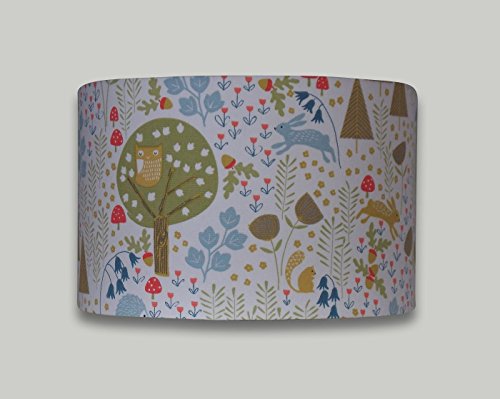 Scandinavian Woodland Animals Drum Lampshade 20cm 25cm 30cm 35cm 40cm Lamp Shade Lightshade