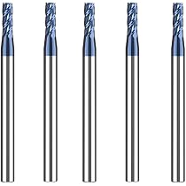 Produktbild von CREEYA 5er-Set VHM Schaftfräser 3mm, 4-Schneider CNC Fräser HRC55, AlTiN-schwarz Beschichtet – Für Stahl, Metall, Holz, Acryl & Kunststoff (3 Mm)