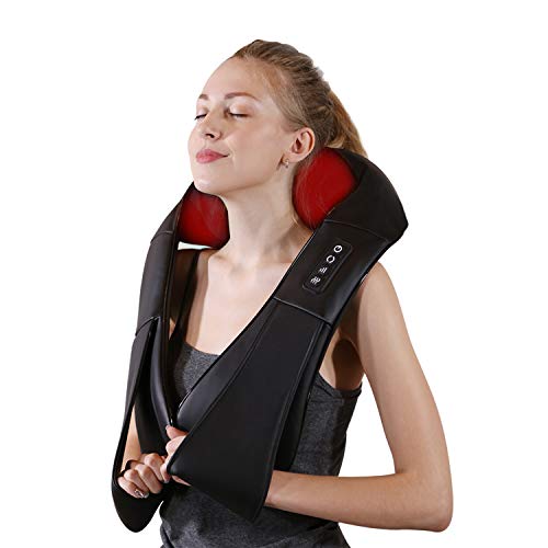 Neck and shoulder massager shiatsu massage deep tissue with heat for back pain muscle pain relief relax in office & home car