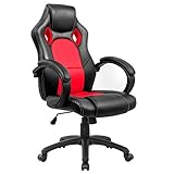 Yughb Chaise de Jeu Racing Office Chaise de Jeu sur Ordinateur Ergonomique Dossier et Réglage de la Hauteur du siège Inclinable Pivotant Rocker avec Chaise Rouge + Noir