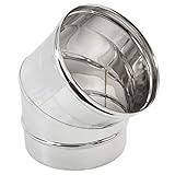 Acero inoxidable AISI 316 L. Codo de 45° para chimenea de acero inoxidable.