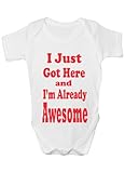 I Just Got Here Awesome~Funny Babygrow~Babies Gift Boy/Girl Vest Babies Clothing