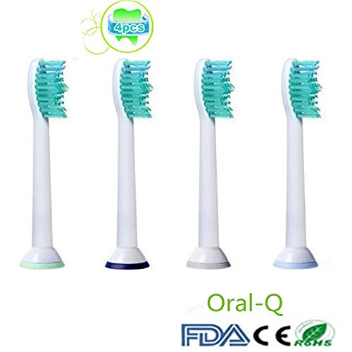 Oral-Q Set de 4 Estándar Cabezales de Recambio Philips Sonicare ProResults Cepillos de Dientes - DiamondClean, FlexCare Serie, EasyClean, HealthyWhite, HealthyWhite+, 2 Series y PowerUp