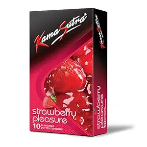 KamaSutra Strawberry Pleasure Flavored Condoms for Men ? 10 Count I Fun of Flavors for Men and Women I Dotted for Extra Stimulation