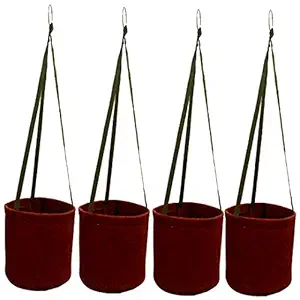Sow and Grow Air Pruning Geo Fabric Hanging Grow Bags || 500 GSM || Heavy Duty for Decorative Plants, Flowers, Herbs || Size 8 x 8 x 8 inches || Set of 4