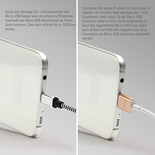 Original Urcover® Tech Magnetisches USB Ladekabel Micro USB Snap Champagner Gold [ FAST CHARGING ] mit LED Statusanzeige für Android Smartphones und Tablets - 4