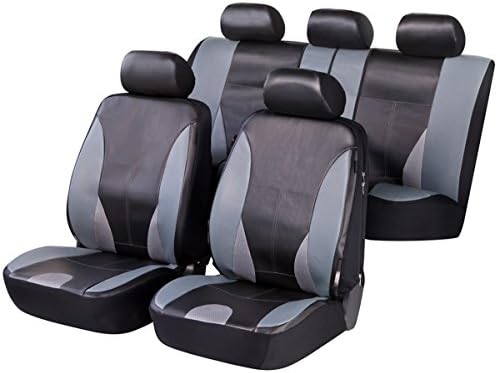 Timon 66012, Car seat covers, protective covers, leatherette, Complete set, black, grey
