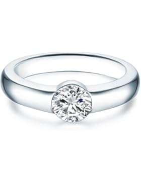 Tresor 1934 Damen-Solitärring Sterling Silber Kristalle von Swarovski® weiß - Verlobungsring Spannring Antragsring...
