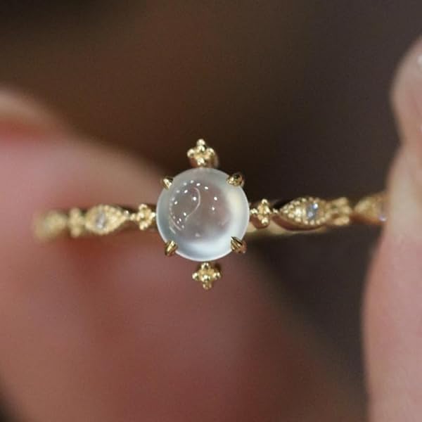 Elli Damesring, vintage, met zirkonia-kristallen en opaal, in 925 sterling zilver, 56 EU, Kristal, Opaal