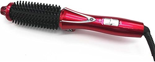 Electric Hair Brush Hair Curling Wand 26mm Ceramic Barrel Curling Iron Ionic Electric Round Heated Brush Foldable Curler Straightener (Rose Red)