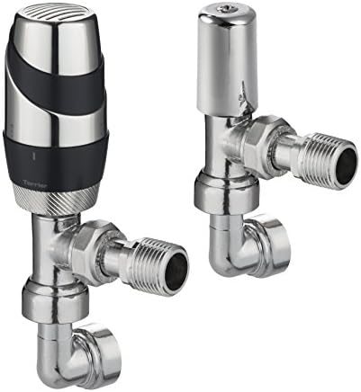Terrier 632326 Anthracite Valve with 15 mm Chrome Angle Bodied and 10 mm Push Fit Elbow