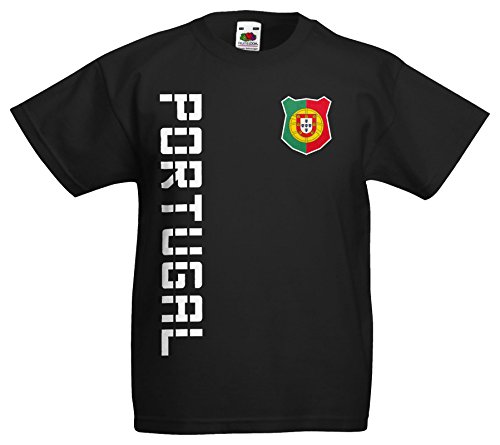 Portugal EM 2016 Kinder T-Shirt Trikot Name Nummer (Schwarz, 164)