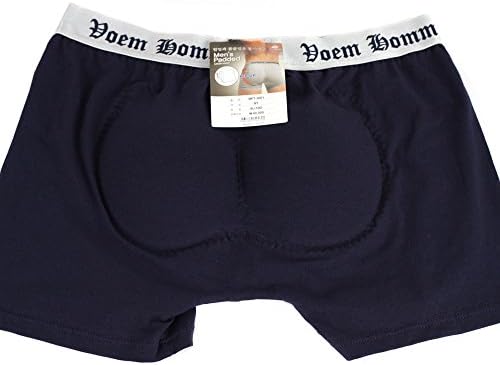 Men's Padded Buttocks Bum Enhancer Hip-up Boxers Panties Underwear Brief (L( UK 6-8 / 91~99cm), Navy)
