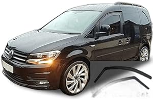 AC WOW 2x Deflettori D'Aria Compatibile per VW Caddy 2015 2016 2017 2018 2019 2020 2021 Antiturbo Per Auto Vetro Acrilico Anti Vento Guardia di Pioggia Sole Neve