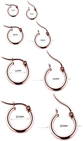 4 Pairs Rose Gold Stainless Steel Hoop Earrings Cute Huggie Earrings for Women, Inner Diameter 8-23mm