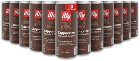 illy, Caffè Cold Brew Ready to Drink Cappuccino, 100% Arabica con Note di Latte e Cioccolato, Gusto Morbido e Aroma Intenso, Confezione da 12 lattine (12 x 250ml)
