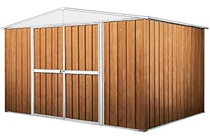 Notek Srl Box in Acciaio Zincato Casetta da Giardino in Lamiera 3.60 x 3.45 m x h2.12 m - 150 kg – 12,25 Metri Quadri (Finitura Legno)