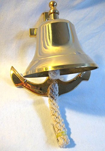 Schiffsglocke aus Messing mit Halterung, Bändsel – Glocke 7,5 cm, Gewicht 400 g - 3