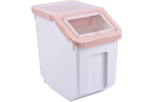 ANMOO Pet Food Storage Container, Dogs Food Container With Scoop Stackable Dog Food Storage Bins 10KG Storage Container With Lid（Pink Large）