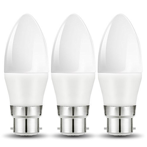 CY LED No Regulable C37 5 W B22 LED Vela Bombillas, Equivalente a bombilla incandescente de 40 W, 480lm, Blanco cálido, 5 bombillas de vela, juego de 3 unidades