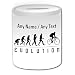 Produktbild Personalisiertes Geschenk – Radfahren Spardose (Evolution Design Thema, weiß) – alle Nachricht/Name auf Ihre einzigartige – Team Player Silhouette Outline Contour Olympische Spiel Event Fahrrad Touring Racing Riding Bike Radfahrer Road Biking Biker