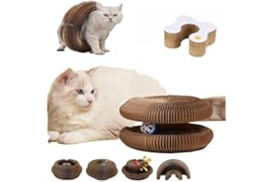 AWLVE KittySpin Jouet Interactif pour Chats, Royaume Félin Griffoir pour Chat, Grattoir Chat Pliable et Transformable, Stimule l'instinct de Chasse Félin, Aide A Apaiser Le Stress Et L'anxiété (Neige)