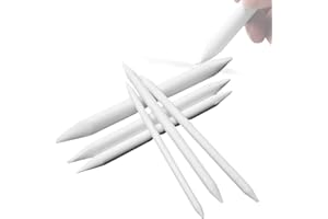 PLABBDPL 6 Pièces Estompeur, Estompe en Papier, Stylos Mélangeurs, Matériel pour Sketch Crayon Dessin - Artistes et Étudiants, Blanc