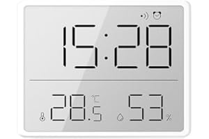 Colexy Slim Digital Clock, Small LCD Display with Temperature & Humidity, 12/24 H & ℃/℉, Magnetic, Battery Powered Desk Alarm Clock for Home Office School and Travel, Wall-Mountable & Tabletop