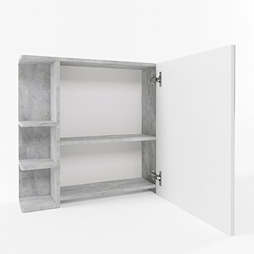 Badezimmerspiegel Spiegel Hängespiegel Spiegelschrank Badezimmermöbel Badspiegel 80×64 cm Beton - 7