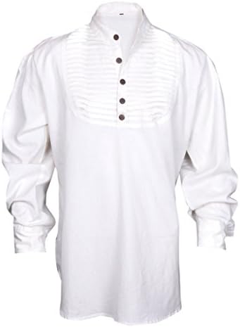 Renaissance Casual Summer Pirate Hippie Shirt Medieval Men Costume Off-White Color Small Size