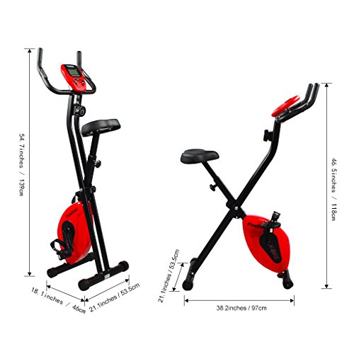 Finether X-Bike Heimfahrrad Heimtrainer Fitness-Fahrrad Standfahrrad Trimmrad Trainingsrad Fahrradtrainer mit LCD-Monitor und Pulssensoren 8-Stufen Magnetwiderstand Sportgerät/Trainingsgerät/Fitnessgerät für zuhause zum Abnehmen Ausdauertraining höhenverstellbar klappbar - 6