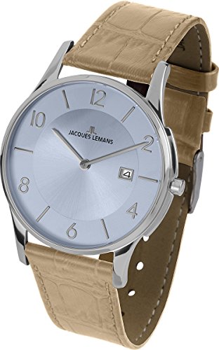 Jacques Lemans Herren-Armbanduhr XL London Analog Quarz Leder 1-1777R Jacques Lemans Herren-Armbanduhr XL London Analog Quarz Leder 1-1777R