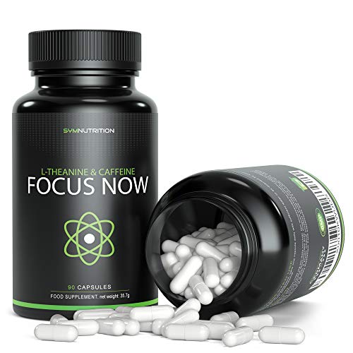 Cafeína 100 mg, L-teanina 200 mg - 90 V-cápsulas | Tomado para un mejor enfoque, energía, y estado de alerta