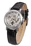 Gute Damen Mechanische Armbanduhr Skelett Steampunk Silber Zifferblatt Handaufzugwerk