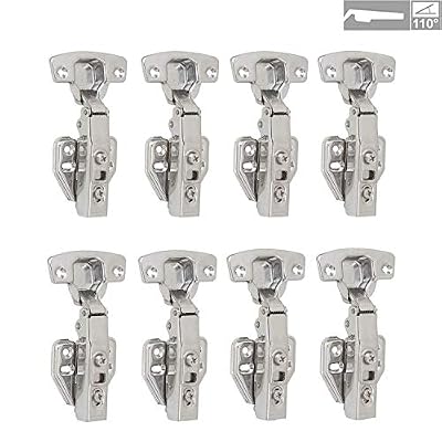 LOOTICH 110 Degré Complètement Recouvrante Charnieres Standard Supérieure avec Amortisseur Intégré Mécanisme de Fermeture Automatique Charnière pour Armoires de Porte Cuisine Lot de 8