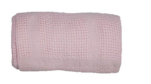 Nursery Baby Cellular Shawl Blanket Pink for Swaddling Pram/Moses - Baby Girl's Pink Shawl