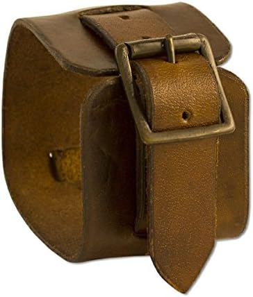 Medieval Brown Leather Gold Vermeil Wrap Bracelet, larps GN