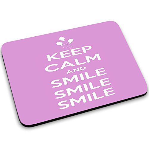 Keep Calm 10036, Keep Calm And Smile, Mousepad Anti Rutsch Unterseite für Optimalen Halt Kompatibel mit allen Maustypen (Kugel, Optisch, Laser) Ideal für Gamer und für Grafikdesigner.