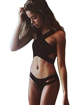 CRAVOG Damen Sexy Bandeau Bikini Set Badeanzug push up