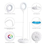 LED Schreibtischlampe HIHIGOU Dimmbare Augenschutz Leselampe 3.2W, Touch-Steuerung Farbwechsel und 3 Helligkeitsstufen, USB-Ladeanschluss 5V 1A, 360 Grad Flexibel Tischlampe Licht, weiß - 3