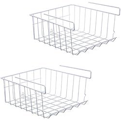 ASTOTSELL Organisateur de Panier Suspendu, Paquet de 2, Panier de Rangement en Fil métallique pour Cuisine, Bureau, Garde-Manger, Salle de Bain, Armoire
